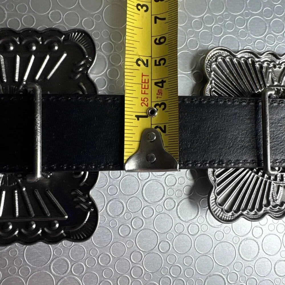 New Lucky & Blessed Black Embossed Concho Belt - Size S Runs Bigger Dust Bag